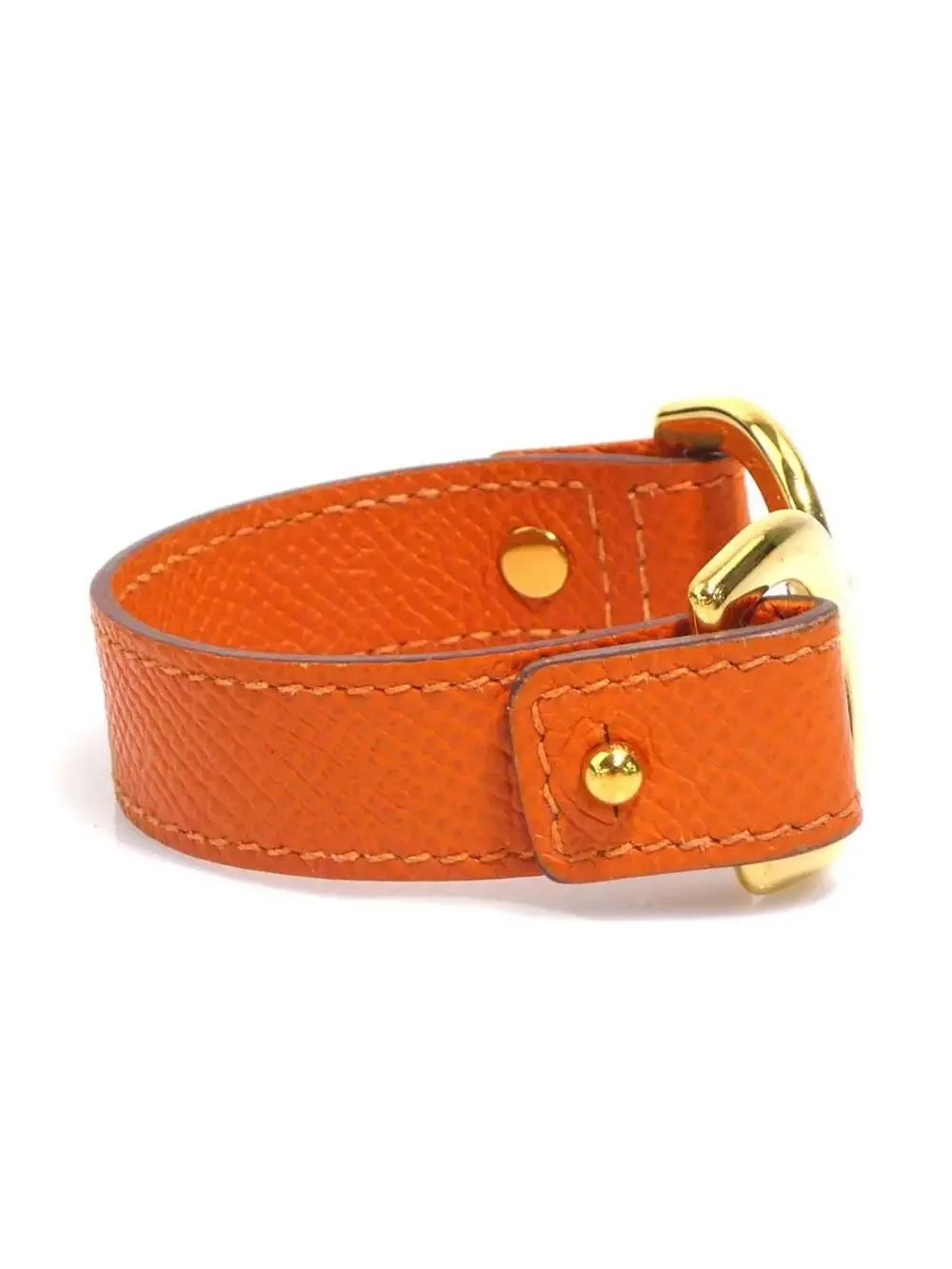 Auth Hermes Pavane Bracelet Orange/Gold #302653H22B